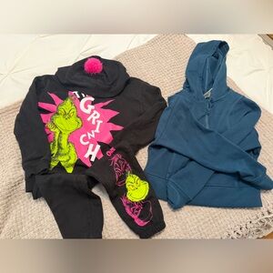 Grinch Graphic Kids Hoodie set - Black and Pink and blue hoodie